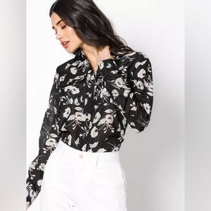Lauren Ralph Lauren black and white floral blouse.